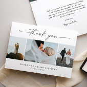 Elegant handgeschreven script trouwfoto bedankkaart