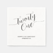 Elegant Handgeschreven Script Twenty One Verjaarda Servet (Voorkant)