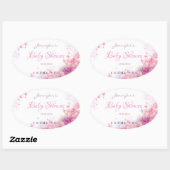 Elegant Handgeschreven Script Waterverf Baby showe Ovale Sticker (Vel)