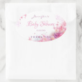 Elegant Handgeschreven Script Waterverf Baby showe Ovale Sticker (Tas)