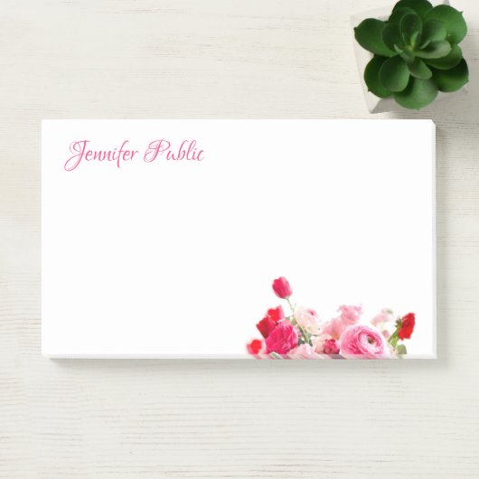 Elegant Handgeschreven Script Waterverf Rozen Flor Post-it® Notes (Kantoor)