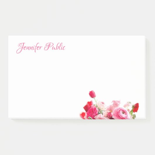 Elegant Handgeschreven Script Waterverf Rozen Flor Post-it® Notes (Voorkant)