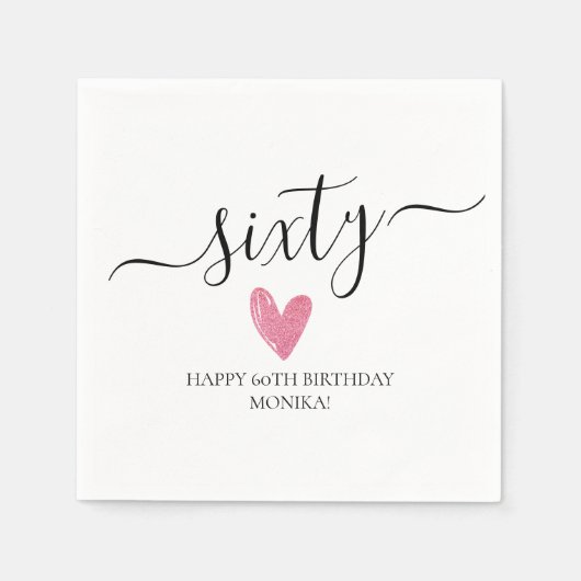 Elegant Handgeschreven Script Zestig 60ste Verjaar Servet (Voorkant)