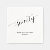 Elegant handgeschreven script zeventig 70e verjaar servet (Voorkant)