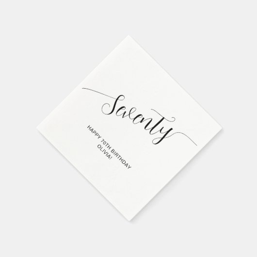 Elegant handgeschreven script zeventig 70e verjaar servet (Hoek)