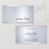 Elegant handgeschreven script zilver look Modern G Visitekaartje (Voorkant / Achterkant)