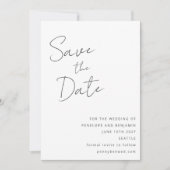 Elegant handgeschreven script zwart wit bruiloft save the date (Voorkant)