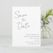 Elegant handgeschreven script zwart wit bruiloft save the date (Staand voorkant)