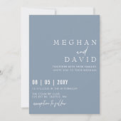 Elegant handgeschreven Simple Dusty Blue Wedding Kaart (Voorkant)