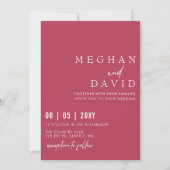 Elegant handgeschreven Simple Magenta Wedding Kaart (Voorkant)
