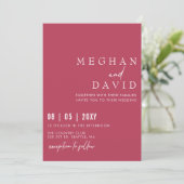 Elegant handgeschreven Simple Magenta Wedding Kaart (Staand voorkant)