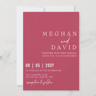 Elegant handgeschreven Simple Magenta Wedding Kaart