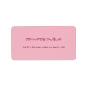 Elegant handgeschreven tekst roze moderne vorm etiket (Voorkant)