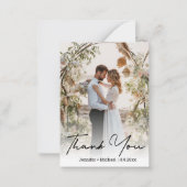 elegant handgeschreven trouwdag foto bedankt notitiekaartje (Voorkant)