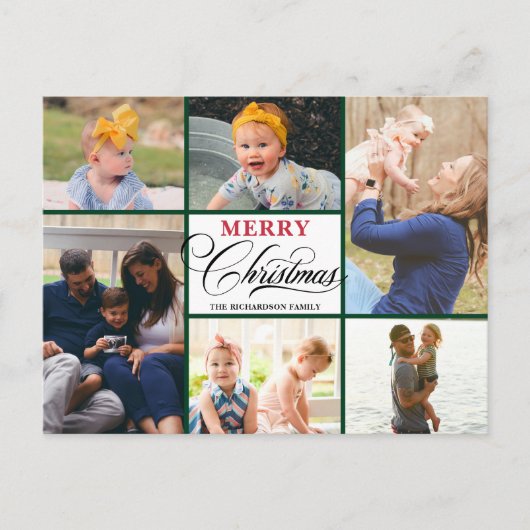 Elegant Handgeschreven Typografie | 6 Foto-collage Feestdagenkaart (Voorkant)