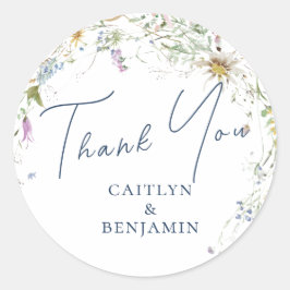 Elegant Handgeschreven Wildflower Dank u Sticker