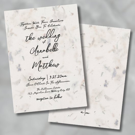 Elegant Handgeschreven Zaadpapier Boho Bruiloft Kaart
