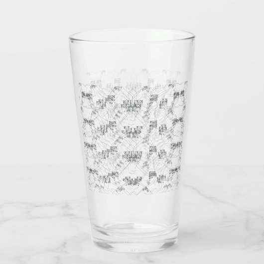 Elegant handgetekend bloemmotief in monochroom glas (Achterkant)