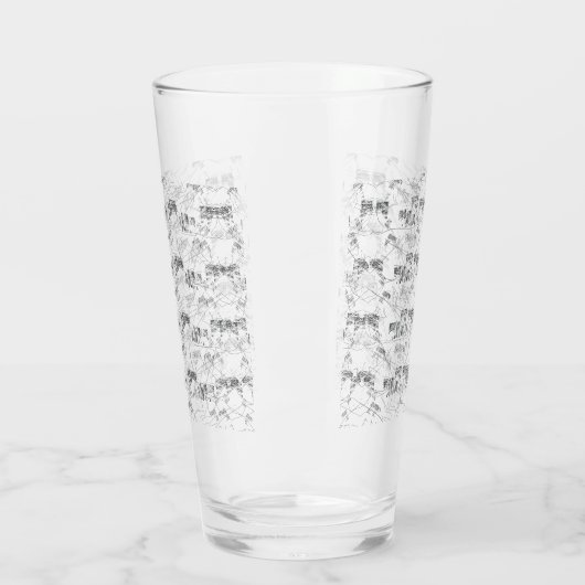 Elegant handgetekend bloemmotief in monochroom glas (Links)