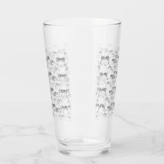 Elegant handgetekend bloemmotief in monochroom glas (Rechts)