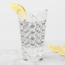 Elegant handgetekend bloemmotief in monochroom glas