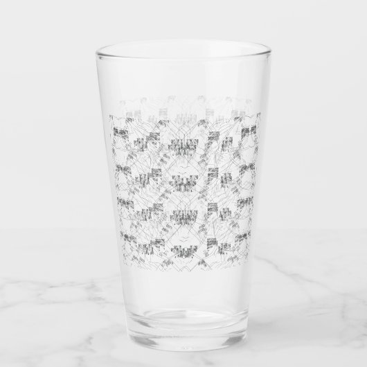 Elegant handgetekend bloemmotief in monochroom glas (Voorkant)