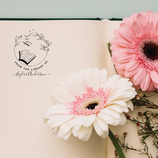 Elegant handgetekend Boek Vogels Uit De Bibliothee Zelfinktende Stempel