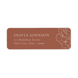 Elegant handgetekend floral terracotta Return Addr Etiket