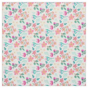 Elegant handgetekend roze floreel ontwerp stof