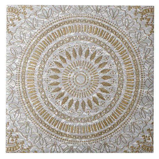 Elegant handgetekend stamhout — ontwerp mandala tegeltje (Voorkant)