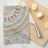 Elegant handgetekend stamhout — ontwerp mandala theedoek (Quarter Fold)