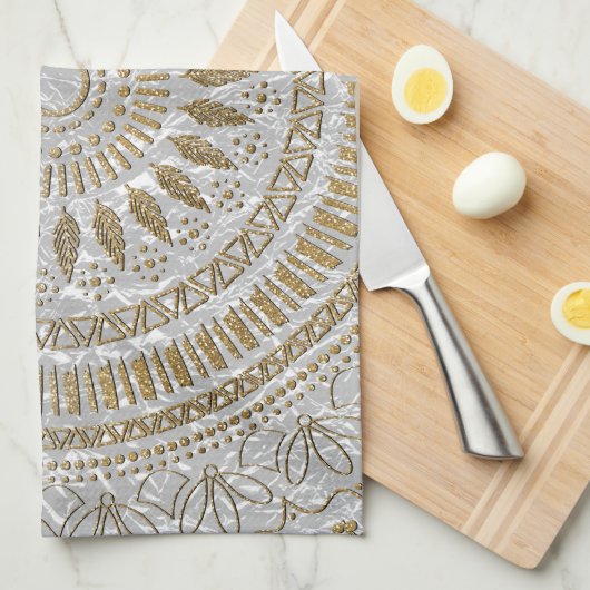 Elegant handgetekend stamhout — ontwerp mandala theedoek (Quarter Fold)