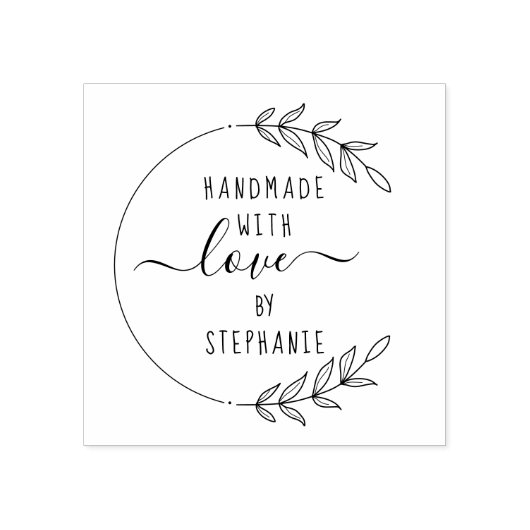 Elegant handgetekende aangepaste naam Handgemaakt Rubberstempel (Afrduk)