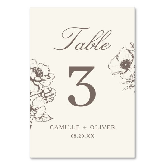 Elegant  handgetekende bloementuin bruiloft kaart (Voorkant)