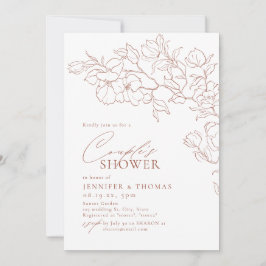 Elegant handgetekende florale terracotta Couples S Kaart