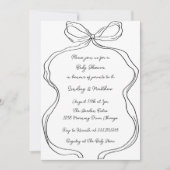 Elegant handgetekende Wavy Bow Baby shower Kaart (Voorkant)