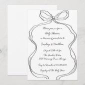 Elegant handgetekende Wavy Bow Baby shower Kaart (Voorkant / Achterkant)