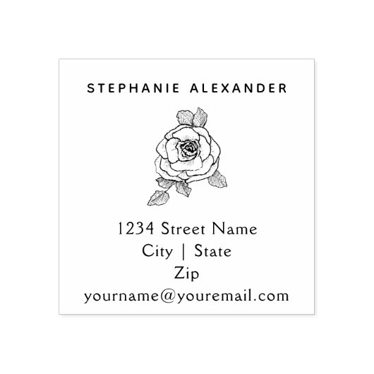 Elegant handgetrokken roos, aangepast rubberstempel (Afrduk)