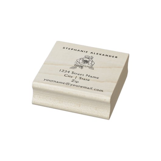 Elegant handgetrokken roos, aangepast rubberstempel (Stempel)