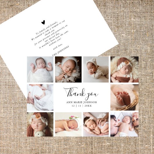 Elegant Handlettering Chic Foto Baby shower Bedankkaart