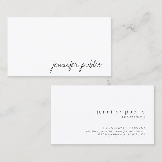 Elegant handManuscript Moderne Eenvoudige Sjabloon Visitekaartje (Voorkant / Achterkant)