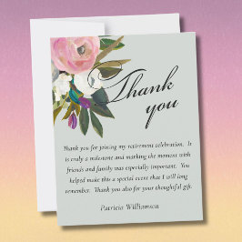 Elegant Handpainted Floral Budget Retirement Bedankkaart