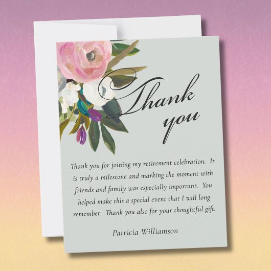 Elegant Handpainted Floral Budget Retirement Bedankkaart