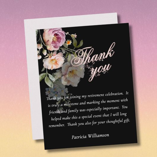 Elegant Handpainted Floral Budget Retirement Bedankkaart