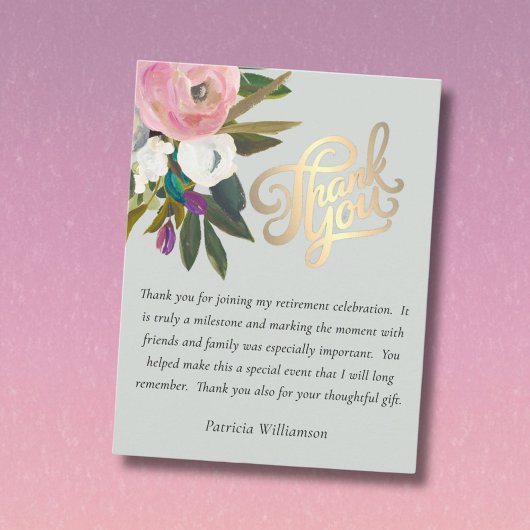 Elegant Handpainted Floral Budget Retirement Bedankkaart