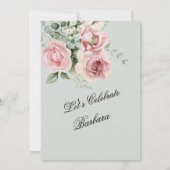 **Elegant Handpainted Roses 80th Birthday Party  Kaart (Achterkant)