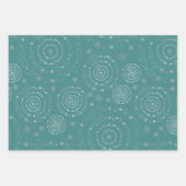 Elegant Handrawn Chrismas Pattern Blauwgroen Blue  Inpakpapier Vel (Voorkant)
