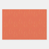 Elegant Handrawn Patronen Gold Burnt Oranje Inpakpapier Vel (Voorkant 3)