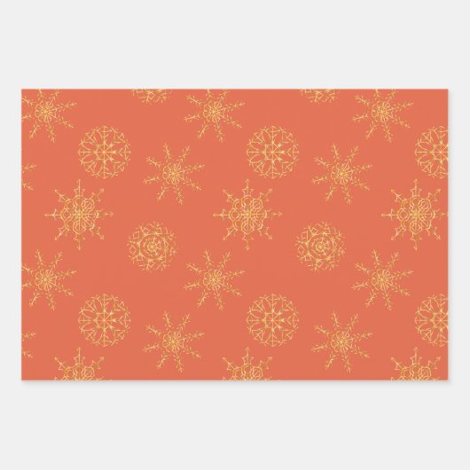 Elegant Handrawn Patronen Gold Burnt Oranje Inpakpapier Vel (Voorkant 2)