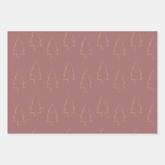 Elegant Handrawn Pattern Gold Marsala Inpakpapier Vel (Voorkant 3)